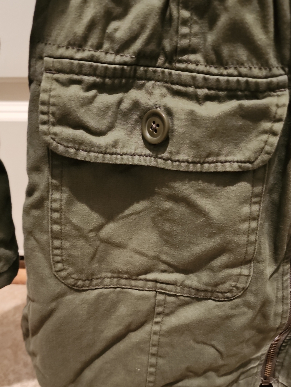 The Children's Place Girls Hooded Sherpa Lined Parka Jacket Olive Green L 10/12 - Picture 5 of 11